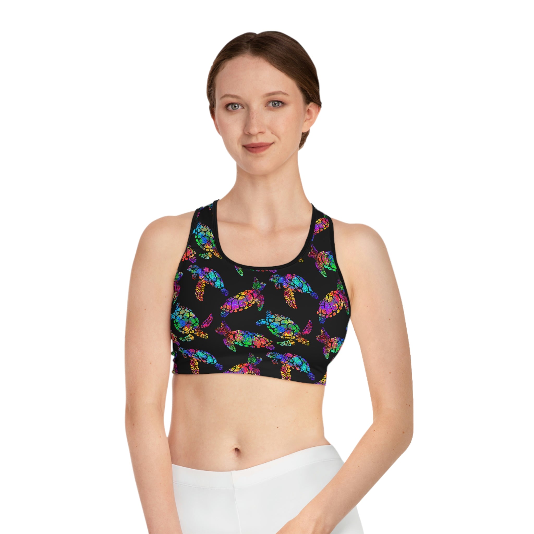 Neon Sea Turtle Sports Bra